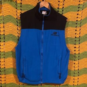 New Balance Blue Black Colorblock Fleece Vest Zip Up running